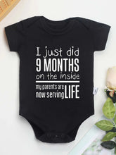 Load image into Gallery viewer, I Just Did 9 Months Baby Onesie - Letter Print Infant Jumpsuit Funny Babywear