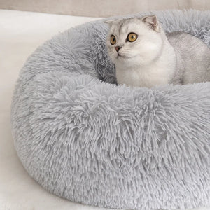 Winter Warm Long Plush Pet Bed Round Dog Cat Nest Cozy Animal Bed Supplies