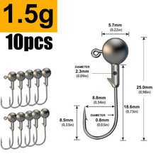 Load image into Gallery viewer, JYJ 1g 2g 3g 4g 5g 10g 20g 22g 25g 28g crank Jig head hook fishing hook head Jig lure hard bait soft worm jig hook for fishing