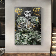 Scarface Tony Montana Motivational Money Quote Canvas Wall Art – Home & Office Décor