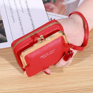 Women's Fashion Wallet with Wrist Strap - Large Capacity Coin Clip and Card Slots