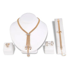 Load image into Gallery viewer, Gorgeous 4pc Gold Jewelry Set | Necklace Earrings Bracelet Ring