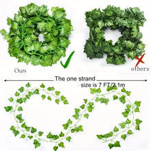 Load image into Gallery viewer, Artificial Green Ivy Leaf Rattan Creeper Leaves Vine Hanging Garland DIY Fake Flowers Plants for Garden Wedding Party Home Decor