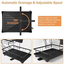 Load image into Gallery viewer, Dish Drying Rack 2-Tier Compact Kitchen Dish Rack Dish Drainer with Chopstick Cylinder Kitchen Drainer rack with spout