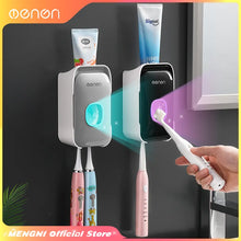 Load image into Gallery viewer, Mengni Automatic Toothpaste Dispenser with Wall-Mounted Toothbrush Holder