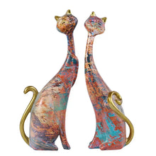 Load image into Gallery viewer, ERMAKOVA 2-Piece Nordic Cat Oil Painting &amp; Resin Figurine Desktop Sculpture Decor