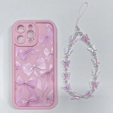 Load image into Gallery viewer, Pink Bow Pattern Silicone Phone Case For iPhone 16 17 Pro Max 15 14 13 12 11 Pro Max 16E X XS XR 7 8 Plus Butterfly Charm Cover