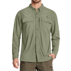 TACVASEN Men's UPF 50+ Sun Protection Fishing Shirt - Quick Dry, Long Sleeve, Breathable