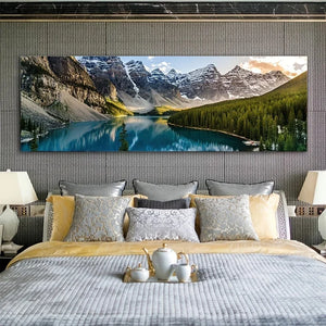 Gorgeous Landscape Canvas Print Painting Lake Forest Mountain Scenery Wall Art Poster For Living Room Bedroom Decoration Picture
