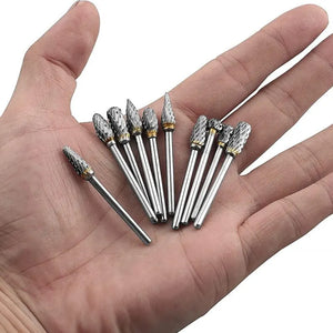 10pcs Carbide Burr Set - Tungsten Steel Rotary File Milling Cutter Woodworking Kit