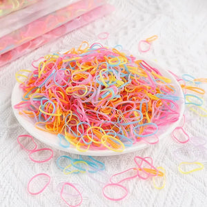 1000Pcs Colorful Disposable Hair Bands Kids Elastic Rubber Ponytail Holders