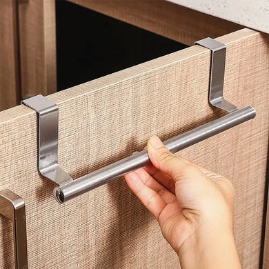 Over Door Towel Rack - Stainless Steel Hanging Bar for Bathroom and Kitchen Cabinet