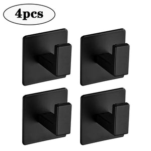 Self-Adhesive Black Wall Hooks: Key, Clothes, and Towel Organizer Set