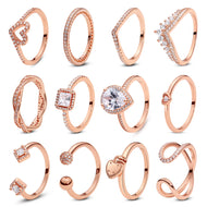 925 Sterling Silver Rings For Women Original Infinity Love Heart Engagement Wedding Ring Rose Gold Crystals Luxury Jewelry Gift