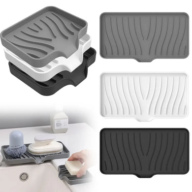 Silicone Self-Draining Soap Holder: Kitchen Sink Organizer and Dish Soap Tray