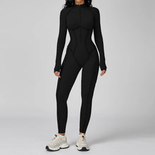 Load image into Gallery viewer, Yoga Bodysuit Long Sleeved Women's Tracksuits Gym Zipper Jumpsuits Sports Workout High-intensity Fitness One-piece Tights Suit