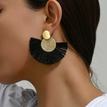 Load image into Gallery viewer, Fashion Bohemian Big Tassel Dangle White Fringe Female Earrings Drop Earrings for Women Statement Wedding Jewelry