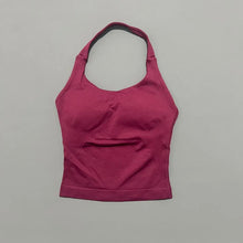 Load image into Gallery viewer, HISTELLO Impact Halter Top Seamless Longline Strappy Gym Top Women Built-in Bra Removable Cups Activewear Yoga Tank Tops