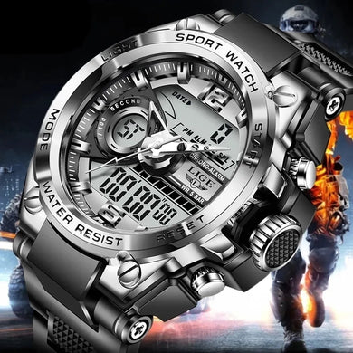 LIGE Men Military Watch: Digital, Waterproof, LED Quartz, Sport Wristwatch