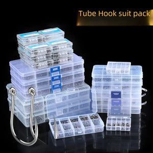 Outdoor Fishing Hooks Set Boxed 100-2000 Pieces Inverted Tube Hooks for Lakes Rivers