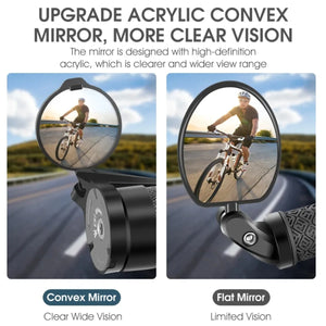 Bicycle Mini Mirror - 360° Rotate, Handlebar Rearview Mirror for MTB/Road Bike Safety