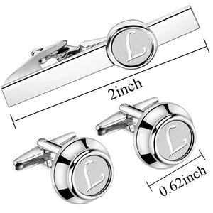 HAWSON 2" Men's Personalized Initials Tie Clip & Cufflinks Set, Gift for Men