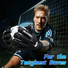 Load image into Gallery viewer, WVVOU Soccer Goalie Gloves for Adults and Youth, High Performance Goalkeeper Gloves with 5 Detachable Finger Saves