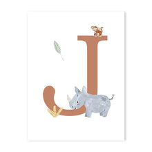 Load image into Gallery viewer, Customized Baby Name Poster Jungle Animals Lion Zebra Elephant Canvas Painting Kis Bedroom Wall Art Print Pictures Nursery Decor