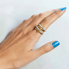 Load image into Gallery viewer, A Niche Two-Color Four-Ring Copper Jewelry Ring, Hypoallergenic, Ins Style, Stacking Artifact, Suitable For Young Wome Jewelry
