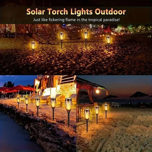 LED Solar Flame Torch - Flickering Light Waterproof Outdoor Garden Lawn Path Lamp