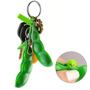 :2Pc Pea Pod Fidget! Squeeze Beans, Keychain Fun