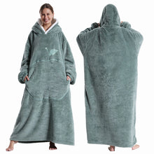 Load image into Gallery viewer, Extra Long Wearable Flannel Blanket | Hooded with Sleeves, Cozy Winter Throw for Adults