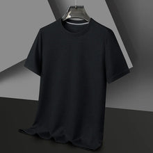 Load image into Gallery viewer, Short sleeved Polo shirShort sleeved Waffle Solid Polot fashion splicing men's round neck top cotton daily short sleeved T-shirt