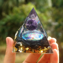 Load image into Gallery viewer, Orgonite Energy Pyramid - Natural Amethyst Crystal Chakra Healing Tool - Resin Stone Craft Gift