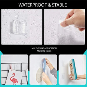 10 Pairs Double Sided Sticky Wall Hooks Transparent Adhesive Strong Hold