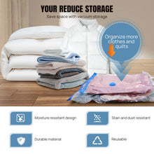 Load image into Gallery viewer, 12-Pack Vacuum Compression Storage Bags for Clothes, with Electric Pump - Reusable Space Saver Bags for Travel, Duvets Storage