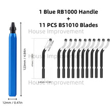 Load image into Gallery viewer, Deburring Tool Set with 11pcs High Speed Steel Swivel Blades Burr Removal Tool for Metal Resin PVC Pipes Copper Plastic Aluminum