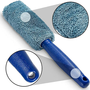 2-Piece Car Wash Brush Microfiber Tire Scrubber Wheel Trunk Dust Remover Clean Tool