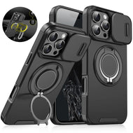 Luxury Magnetic Wireless Charge with Magsafe Armor Case For iPhone 16 15 14 13 12 11 Pro Max Plus Slide Camera Protect PC Cover