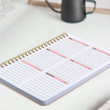 Load image into Gallery viewer, 52 Weeks Weekly Planner Notebook A5 Undated Spiral Agenda Daily Student Schedules Journal Stationery Office School Supplies