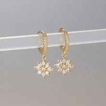 Load image into Gallery viewer, Luxury Stainless Steel Star Dangle Earrings For Women Sparkling Zircons Geometric Ear Piercing Earring Fashion Jewelry aretes