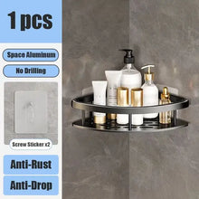 Load image into Gallery viewer, Bathroom Shelf No Drill Wall Mounted Shampoo Bottle Shower Corner Rack Toilet Storage Rack Aluminum Bathroom Kitchen Accessories