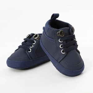 Meckior Baby Boy Sneakers - PU Leather Infant Shoes - Soft Sole Crib Shoes for Newborns