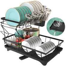 Load image into Gallery viewer, Dish Drying Rack 2-Tier Compact Kitchen Dish Rack Dish Drainer with Chopstick Cylinder Kitchen Drainer rack with spout