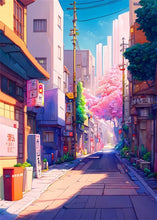 Load image into Gallery viewer, Japanese Street Scenery Sakura Architecture Canvas Posters and Prints Wall Art Paintings Mural for Modern Living Room Home Decor