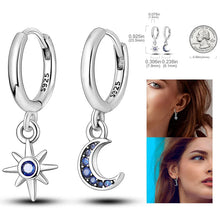 Load image into Gallery viewer, 925 Silver Hoop Earrings  For Woman Pendientes Zircon Heart Shape Star Eardrop Original Earring Fashion Jewelry
