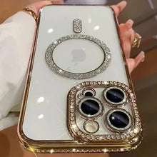 Load image into Gallery viewer, New Fashion Glitter Diamond Transparent Case For iPhone 16 15 14 13 17 12 Pro Max 16 Plus Magnetic Wireless Charge Bumper Cover