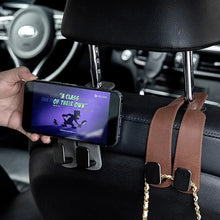 Load image into Gallery viewer, Universal Car Seat Back Headrest Hook Phone Holder Foldable ABS Leather Suede Auto Vehicle Organizer Hanger Bag Purse Storage