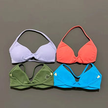 Load image into Gallery viewer, HISTELLO Strappy Bra Gym Top Women High Support Thin Strap Halter Sports Seamless Bras Scrunch Push-up Workout Yoga Tank Tops
