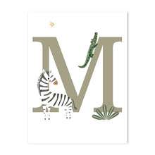 Load image into Gallery viewer, Customized Baby Name Poster Jungle Animals Lion Zebra Elephant Canvas Painting Kis Bedroom Wall Art Print Pictures Nursery Decor